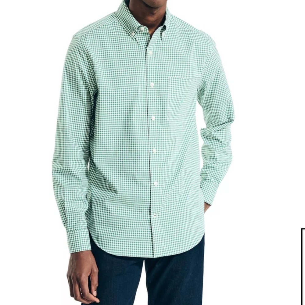 J. Crew Secret Wash Organic Cotton Poplin Button Down Shirt For Men Gingham XL